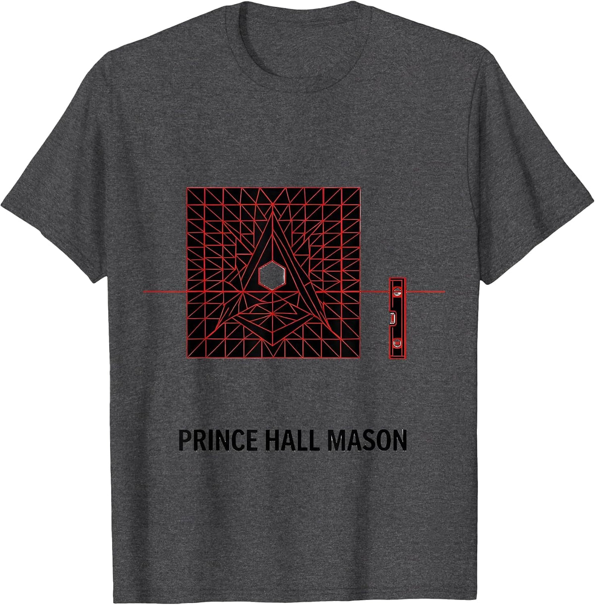 Men's Prince Hall Mason Geometric Masonic Fraternal Pride T-Shirt - Dark Heather Grey