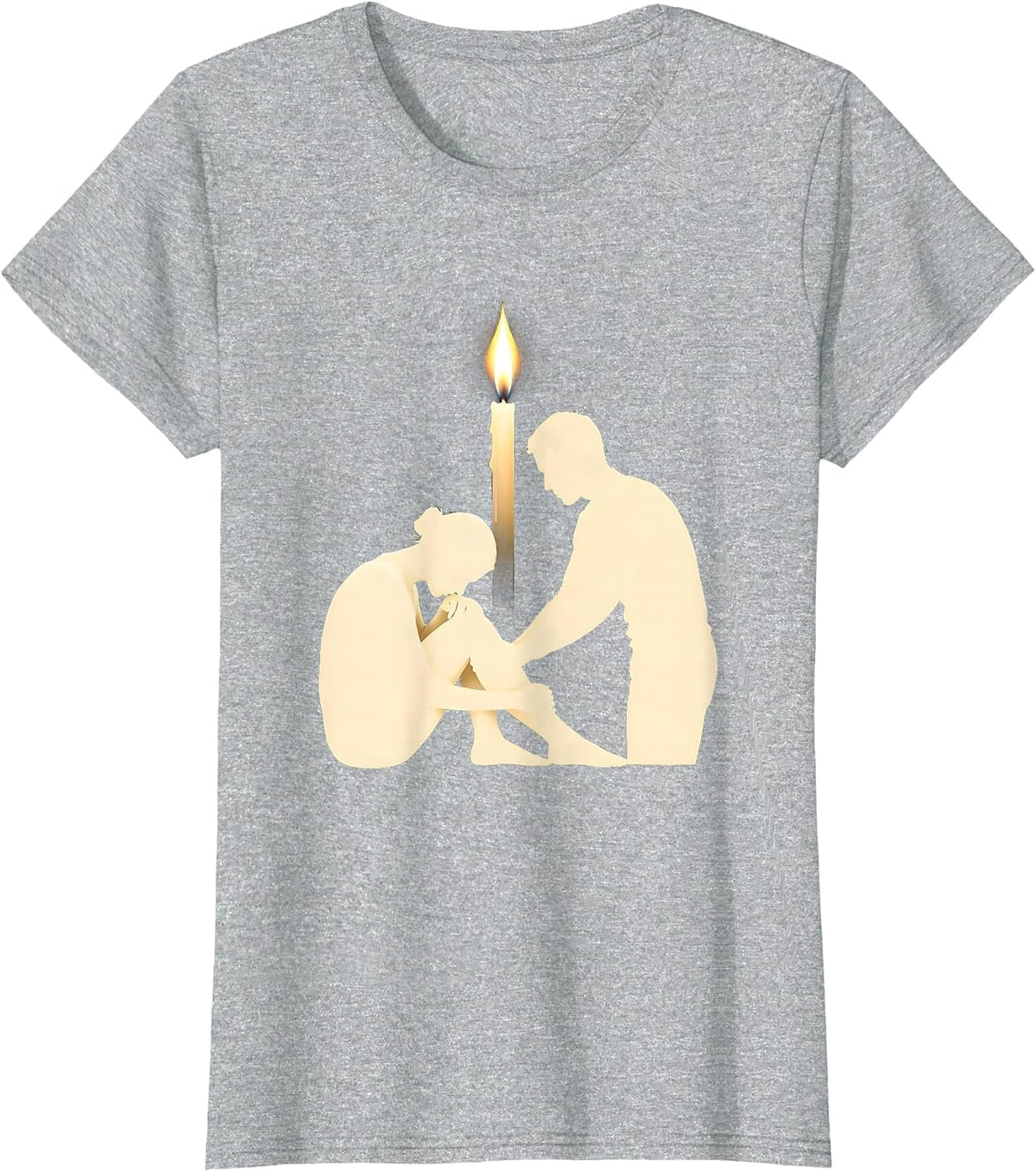 Social Worker Candle Flame Light in Darkness Design T-Shirt - Heather Grey