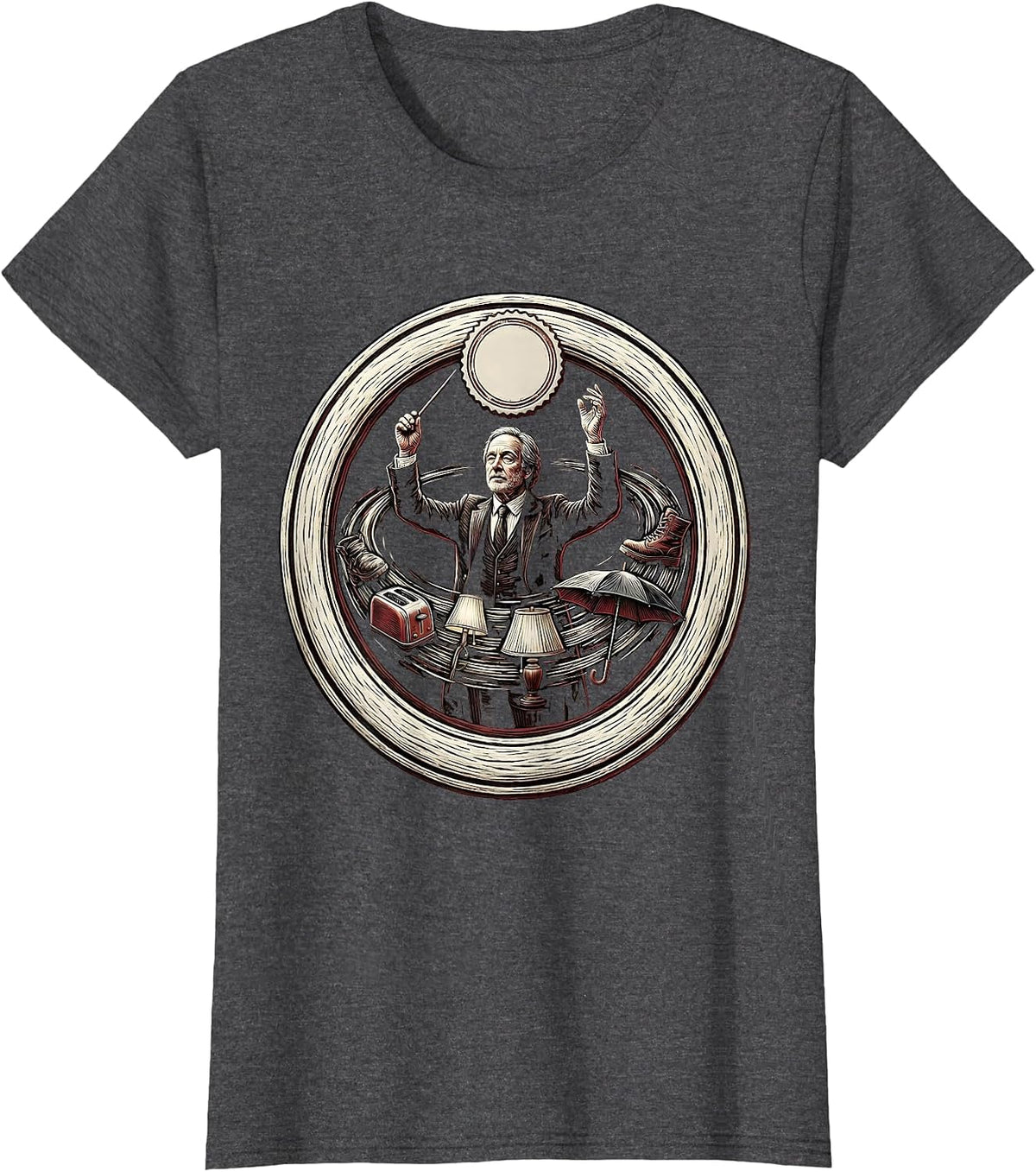 Women's Serene Conductor Chaos Coordinator Deadpan Humor T-Shirt - Dark Heather Grey