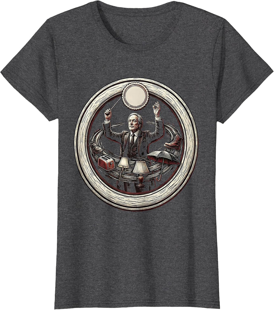 Women's Serene Conductor Chaos Coordinator Deadpan Humor T-Shirt - Dark Heather Grey