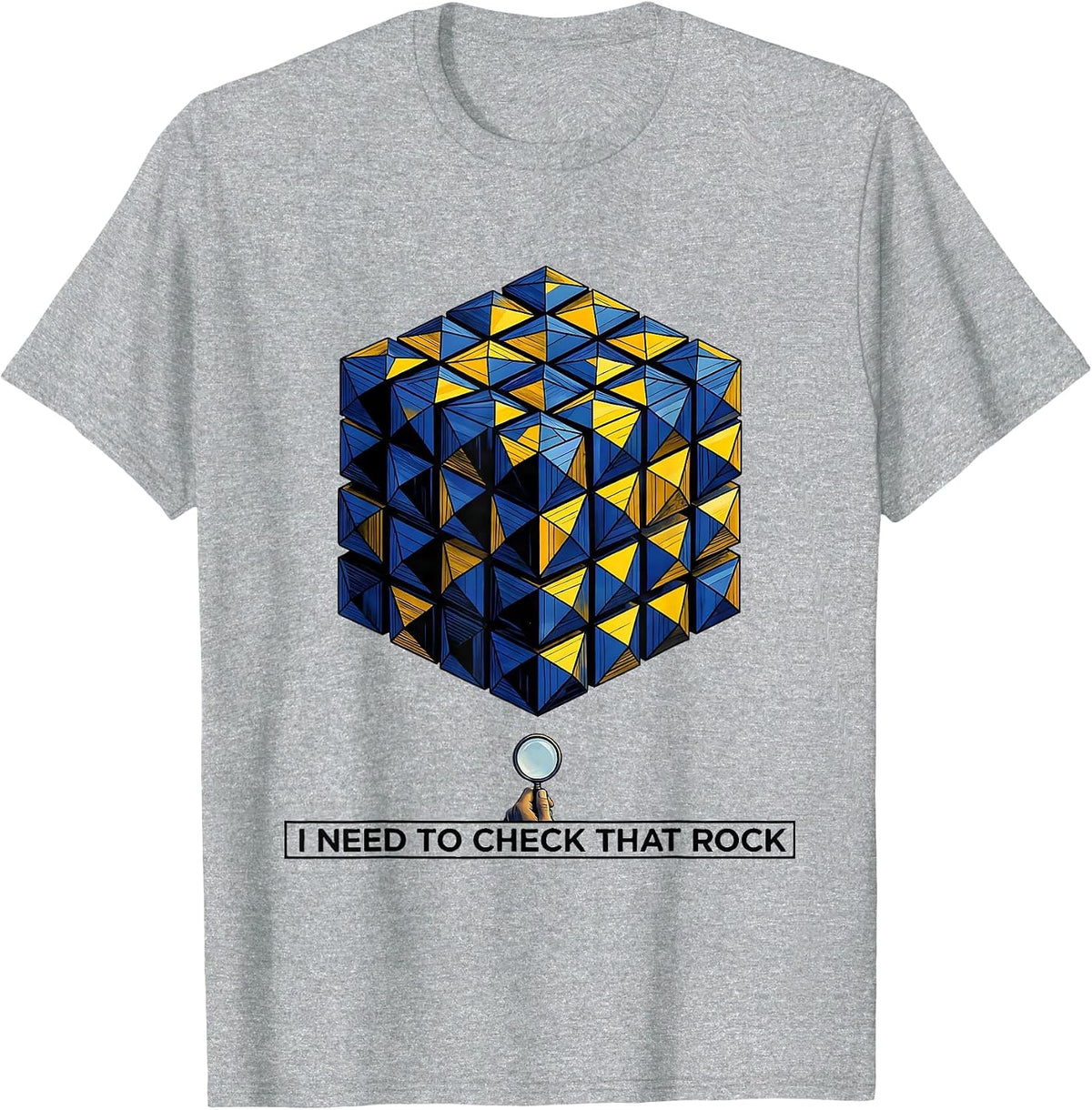 Men's I Need To Check That Rock Funny Rock Collector Geology Humor T-Shirt - Heather Grey