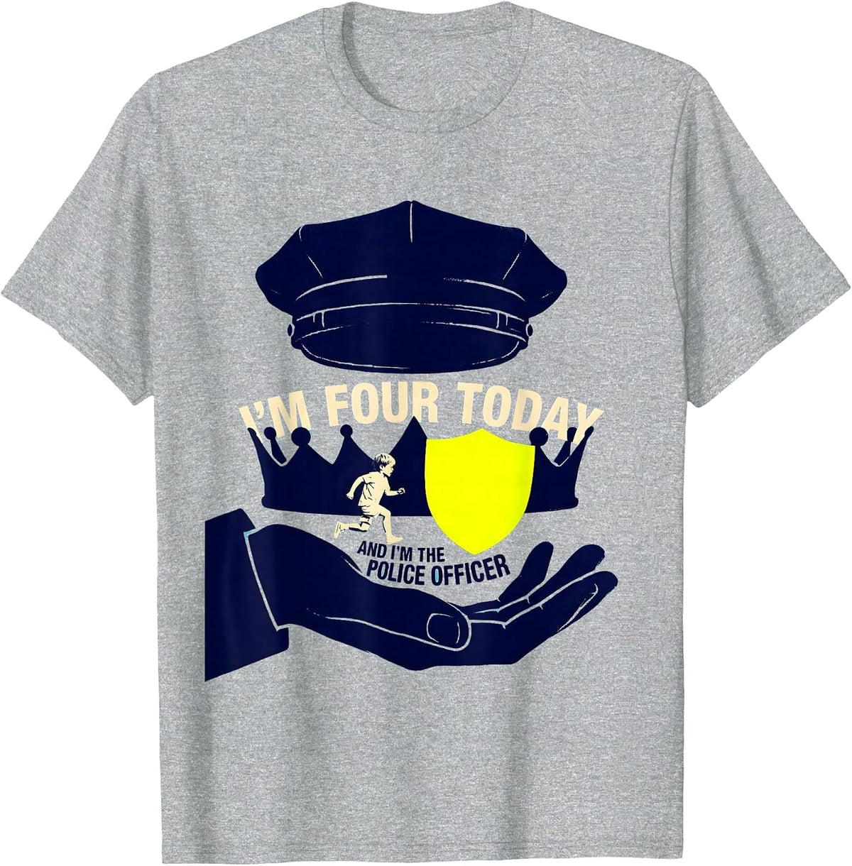 Men's I'm Four Today And I'm The Police Officer Birthday T-Shirt - Heather Grey
