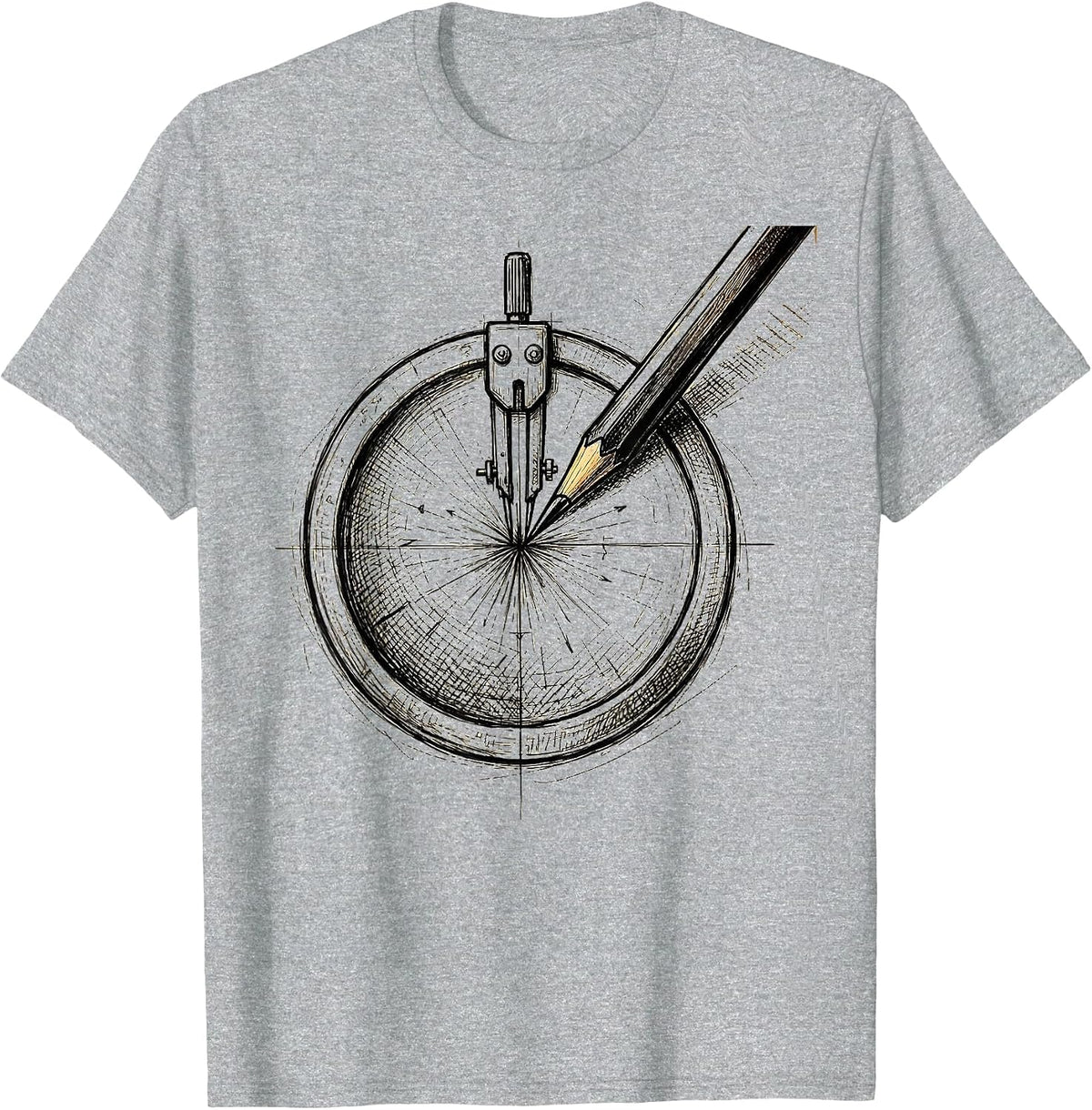 Men's Compass Drawing a Perfect Circle Graphic T-Shirt - Heather Grey