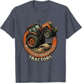 My Attention Runs To Tractors Funny Farmer Tractor Rancher T-Shirt - Heather Blue