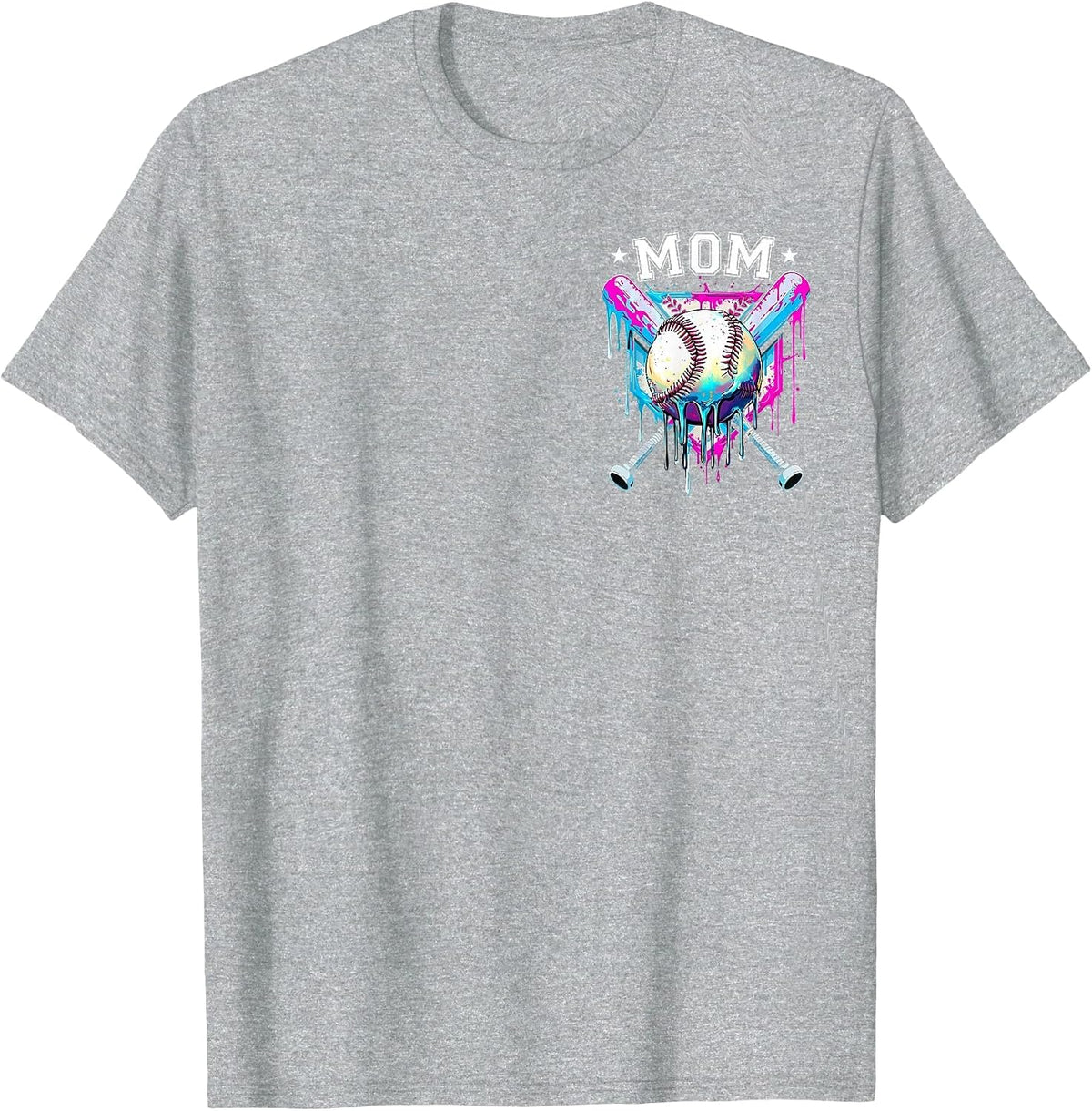 Baseball Ice Cream Drip Mom of The Birthday Boy Family T-Shirt - Heather Grey