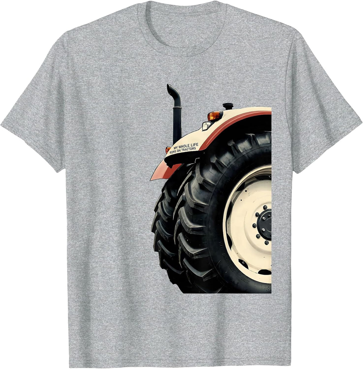 Men's My Whole Life Runs On Tractors Funny Farm Dad Tractor Lover T-Shirt - Heather Grey