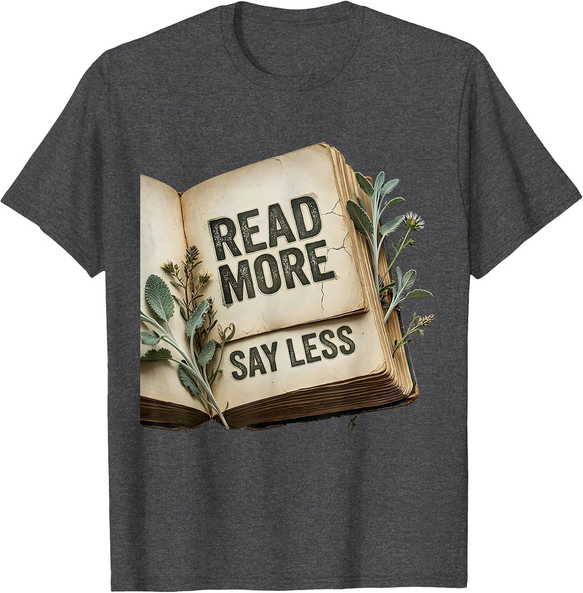 Men's Read More Say Less English Teacher Design T-Shirt - Dark Heather Grey