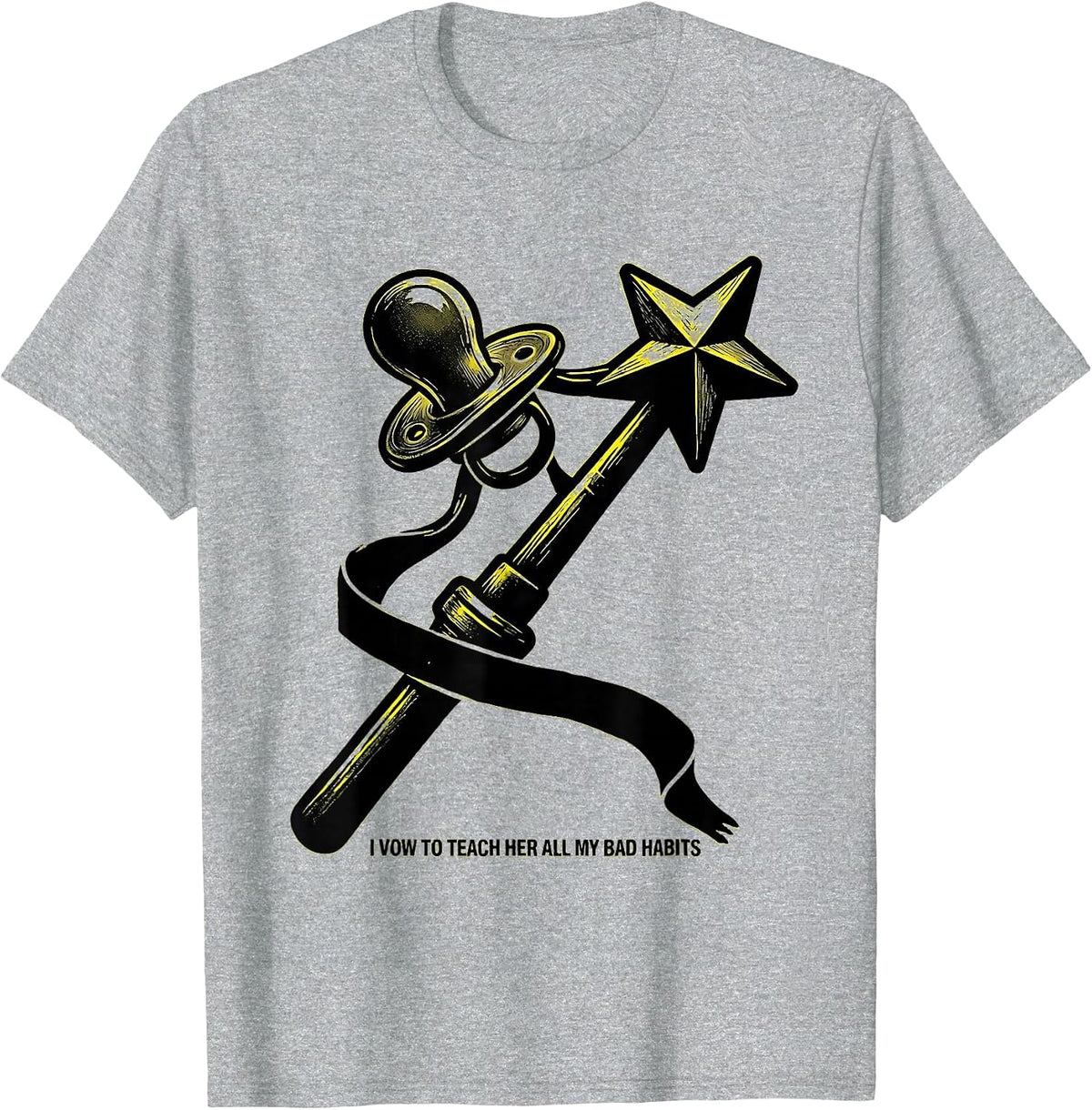Men's I Vow To Teach Her All My Bad Habits Funny Fairy Godmother T-Shirt - Heather Grey