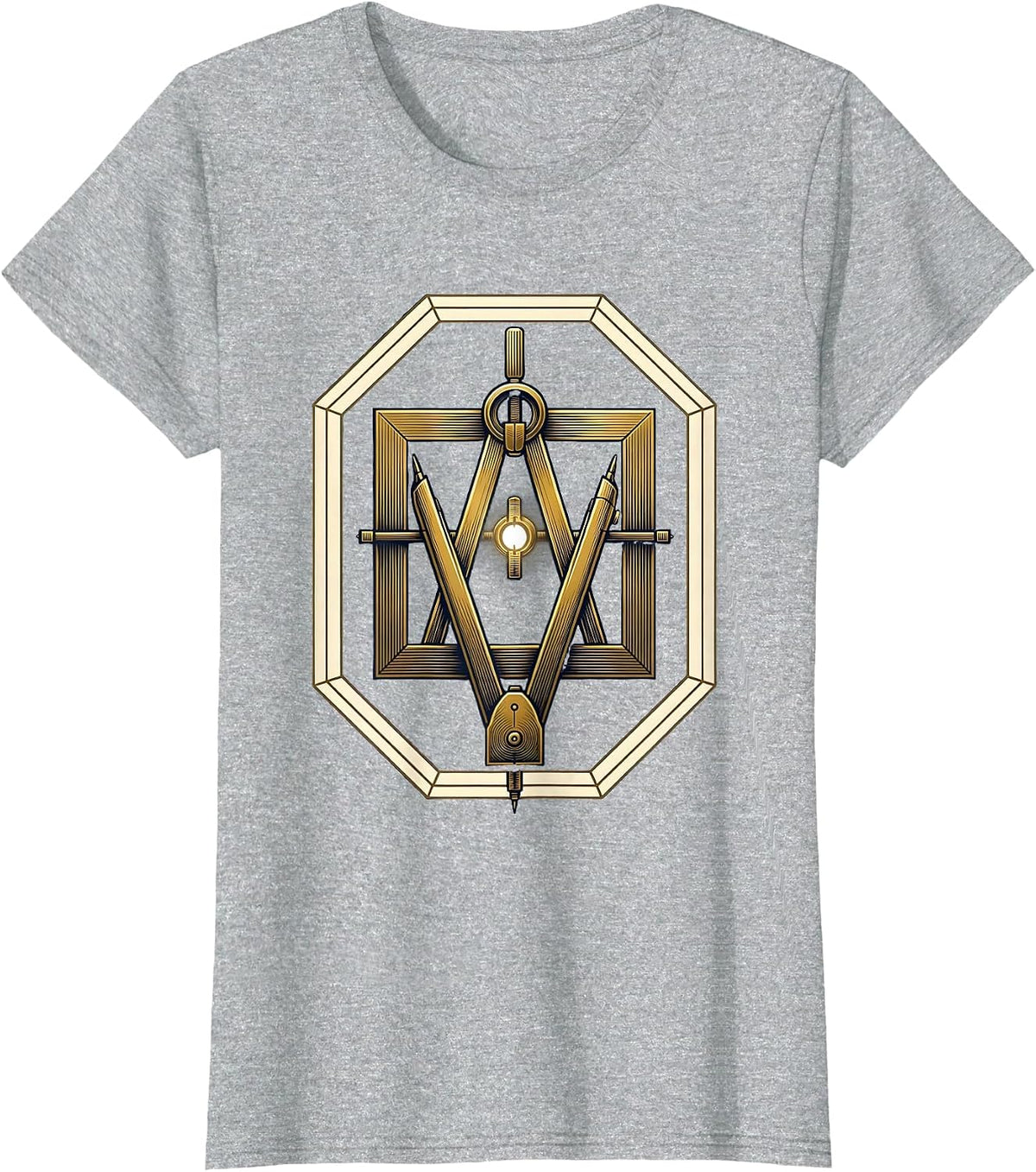 Square and Compass Freemason Emblem Fraternal Pride T-Shirt - Heather Grey