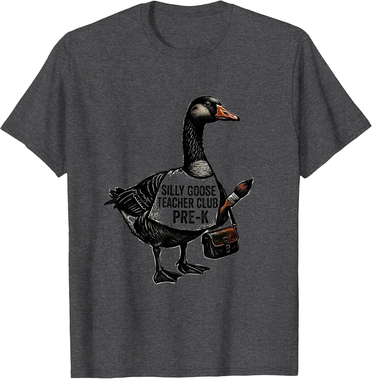 Men's Silly Goose Teacher Club Pre-K Funny Back to School T-Shirt - Dark Heather Grey