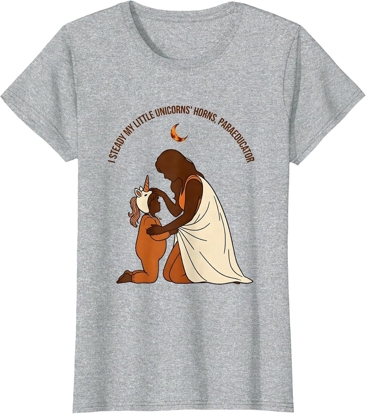 I Steady My Little Unicorns' Horns, Paraeducator Halloween T-Shirt - Heather Grey