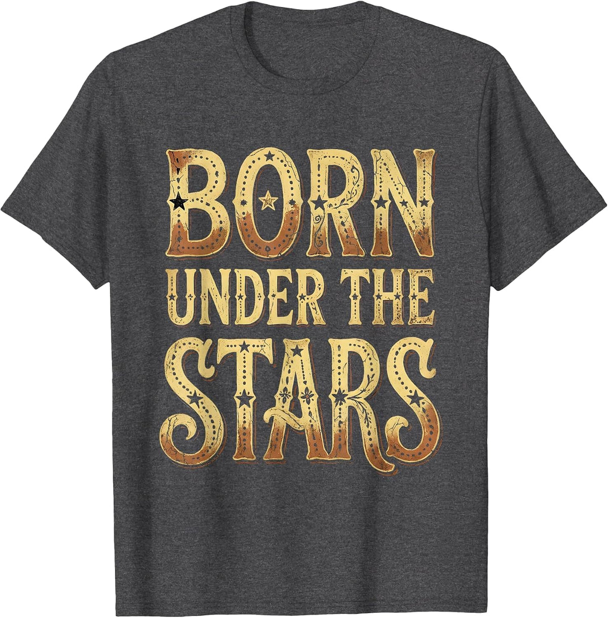 Born Under the Stars Patriotic American Design T-Shirt - Dark Heather Grey