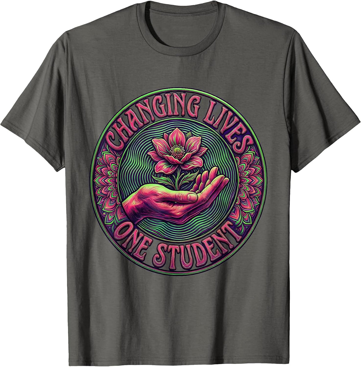 Changing Lives One Student Special Education Design T-Shirt - Asphalt Grey