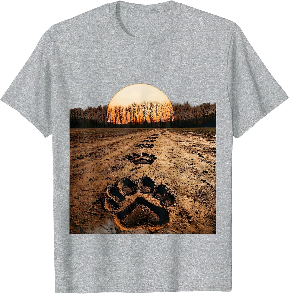 Men's Turkey Tracks in Mud Thanksgiving Illustration T-Shirt - Heather Grey