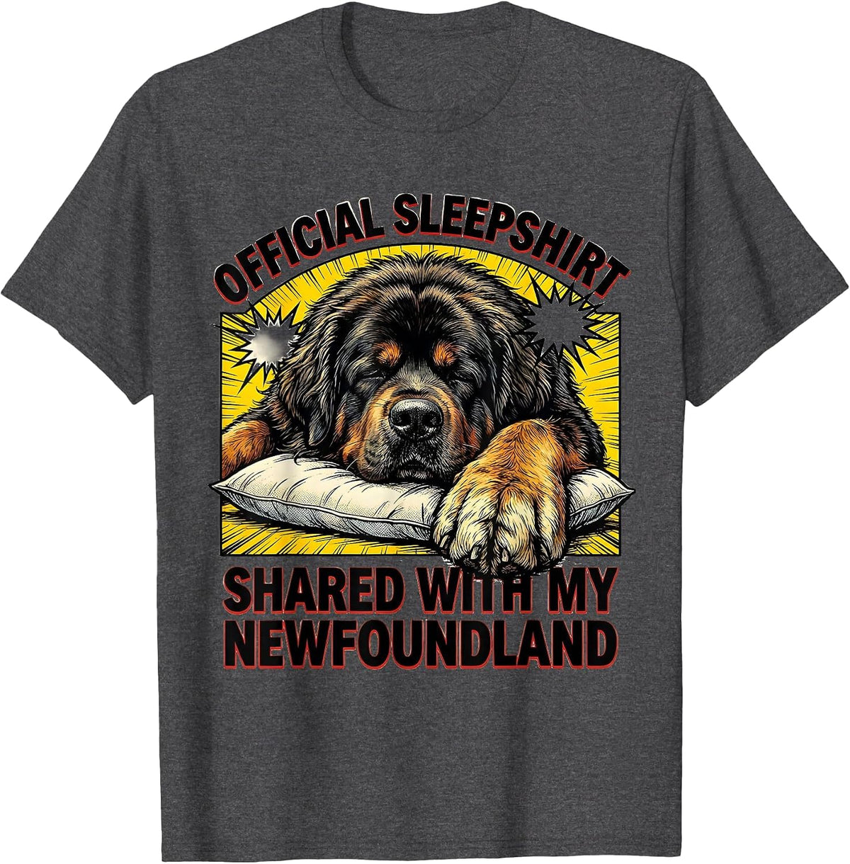Men's Official Sleepshirt, Shared With My Newfoundland Pet Lover T-Shirt - Dark Heather Grey