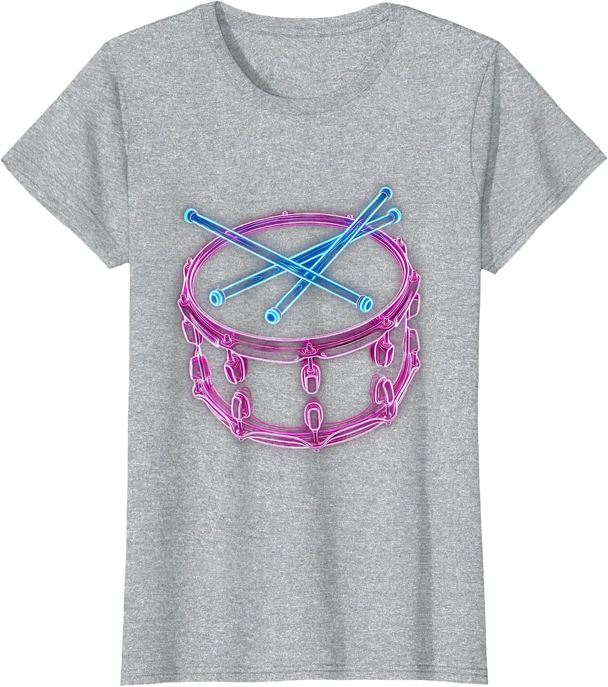 80s Rock Drummer Crossed Drumsticks Snare Drum T-Shirt - Heather Grey