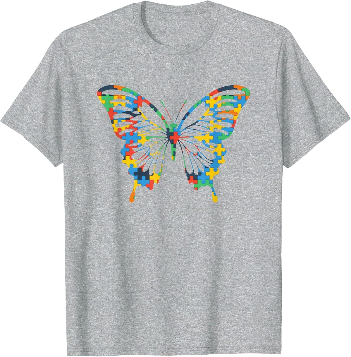 Butterfly Autism Awareness T-Shirt - Heather Grey
