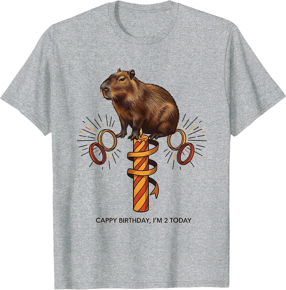 Men's Cappy Birthday I'm 2 Today Funny Capybara Kawaii Birthday T-Shirt - Heather Grey
