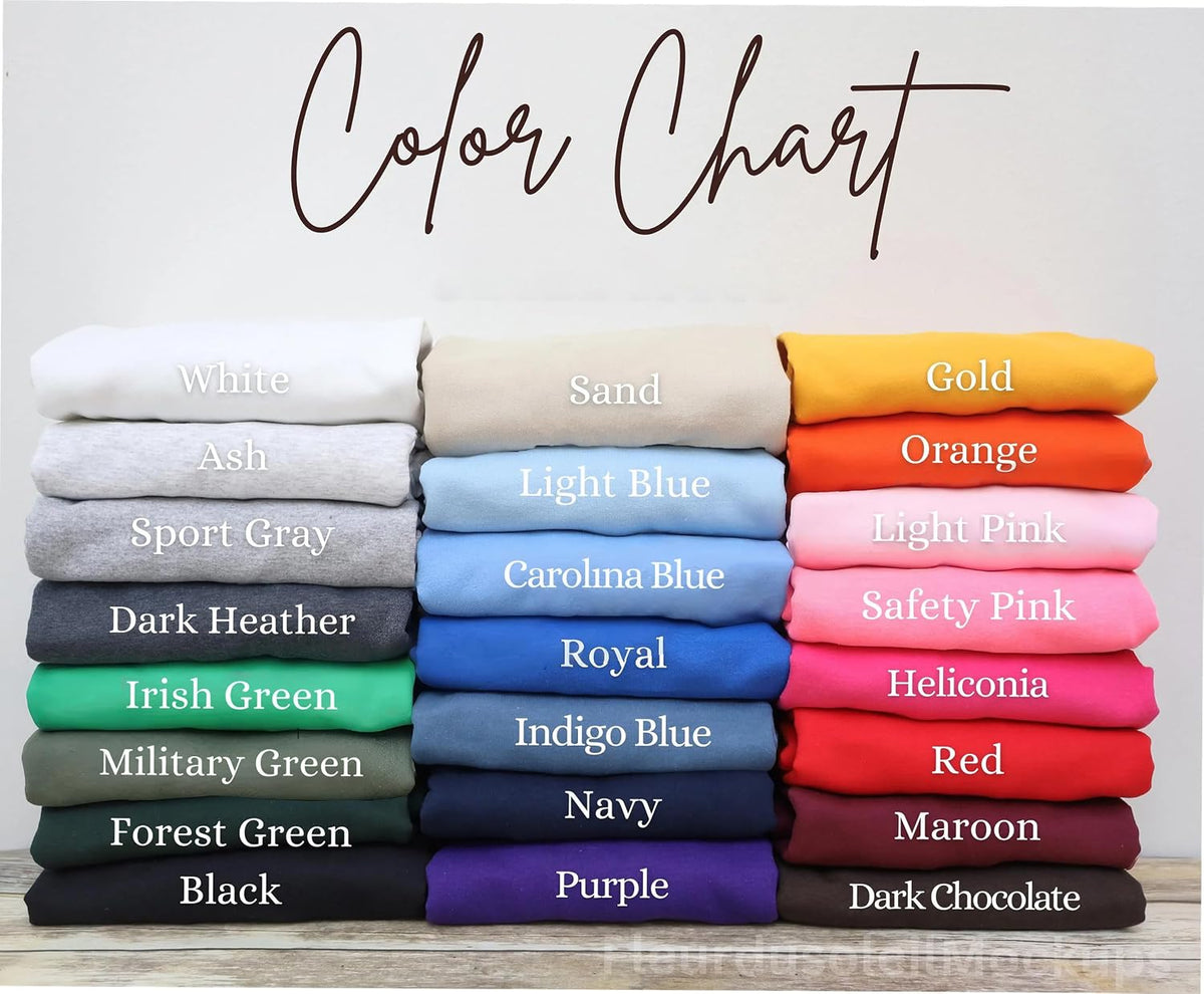 Personalized Speech Pathologist Sweatshirt with Name on Sleeve, Speech Pathologist Crewneck Gift - size chart