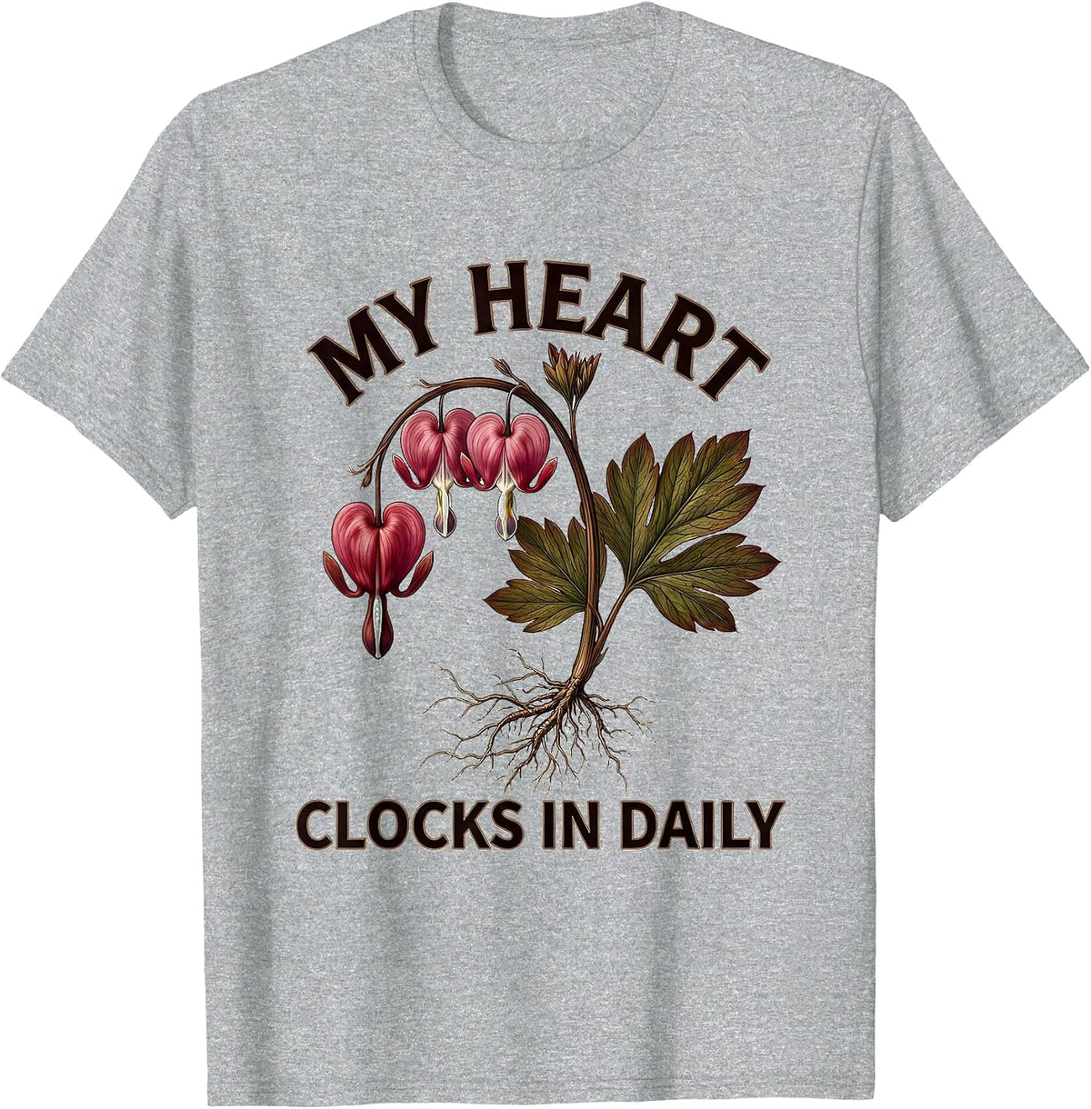 Men's My Heart Clocks In Daily Social Worker Design T-Shirt - Heather Grey