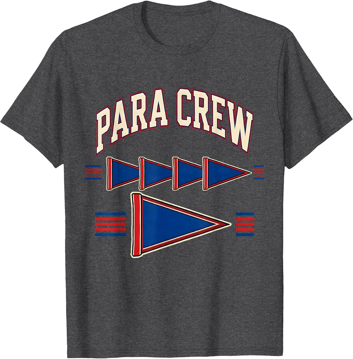 Para Crew Sports Paraprofessional Teacher Appreciation Back T-Shirt - Dark Heather Grey