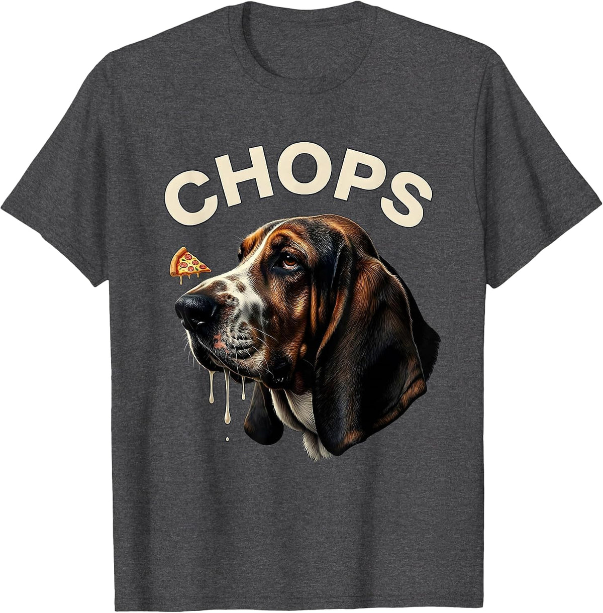 CHOPS Funny Basset Hound Drooling Dog Mom Dog Dad T-Shirt - Dark Heather Grey