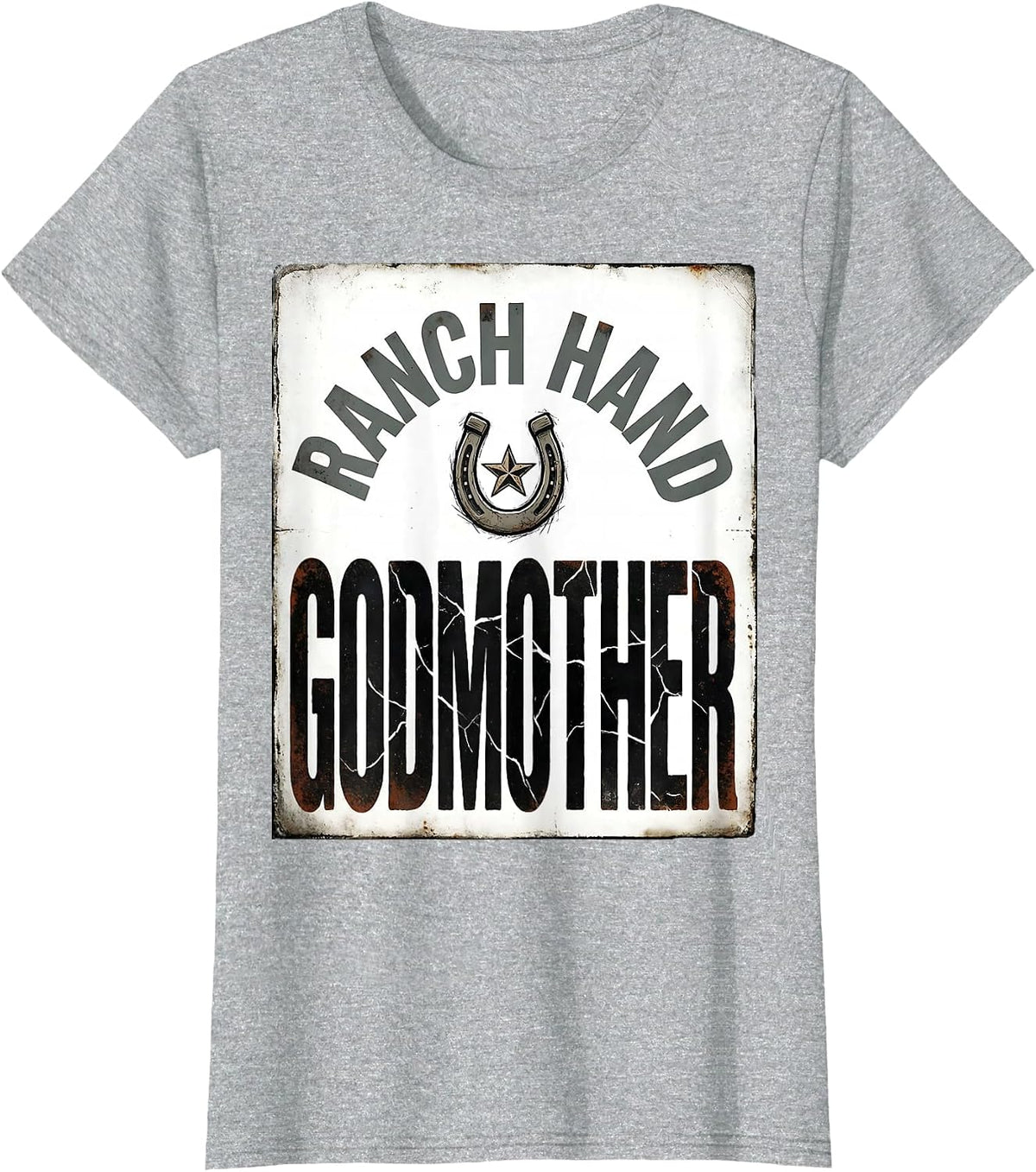 Ranch Hand Godmother Distressed Western Family Matching T-Shirt - Heather Grey