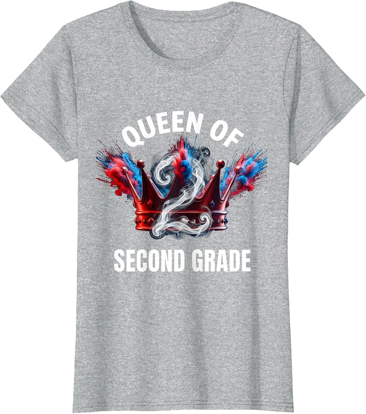Queen of Second Grade Girls 2nd Grade Design T-Shirt - Heather Grey
