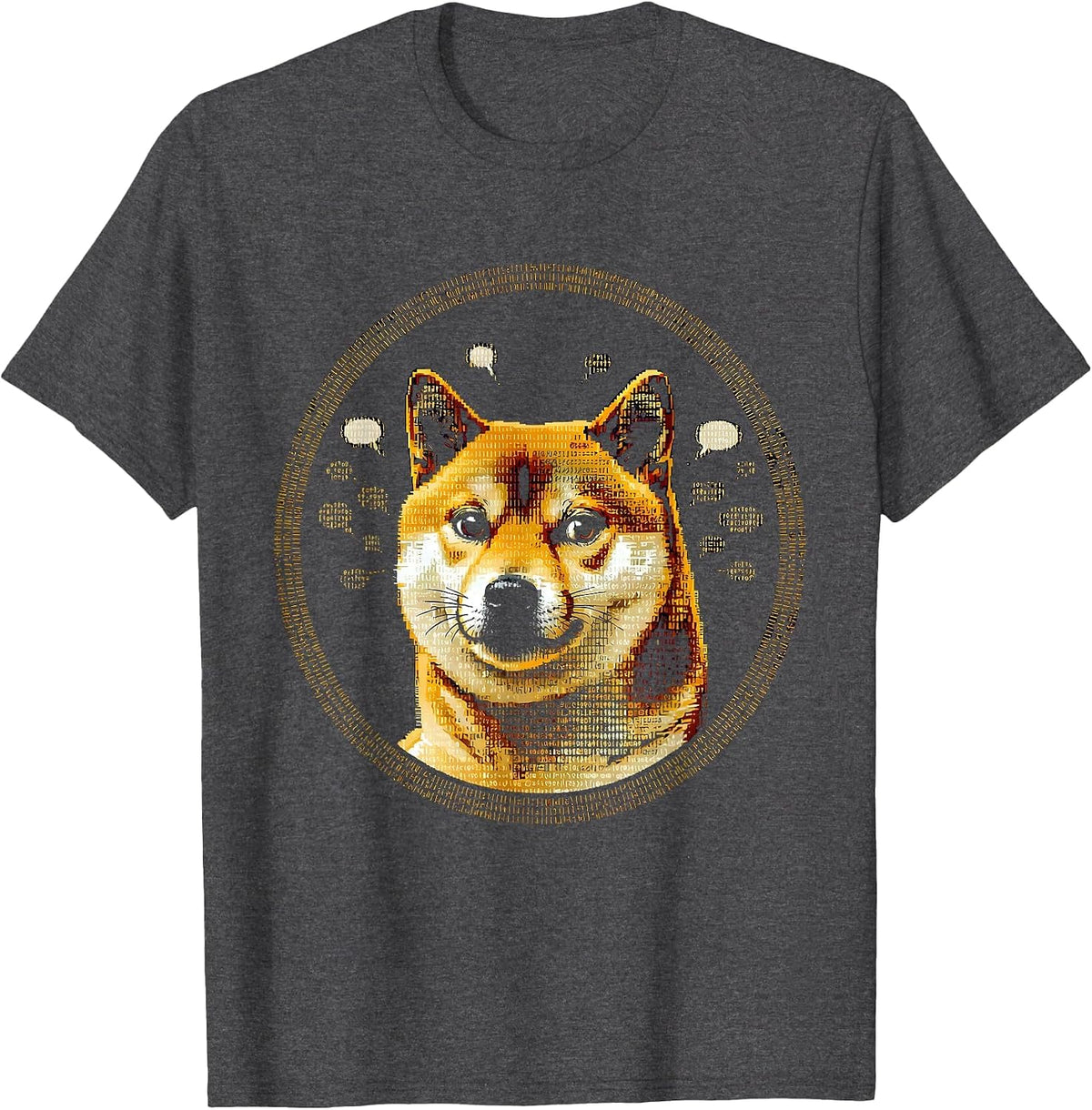 Doge Shiba Inu Floating Bubbles Meme Art T-Shirt - Dark Heather Grey