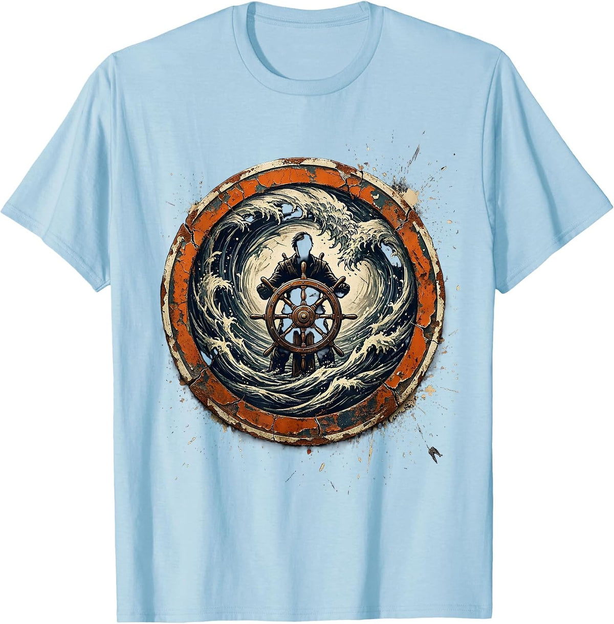 Men's Chaos Coordinator Ship Wheel Whirlpool Graphic T-Shirt - Baby Blue