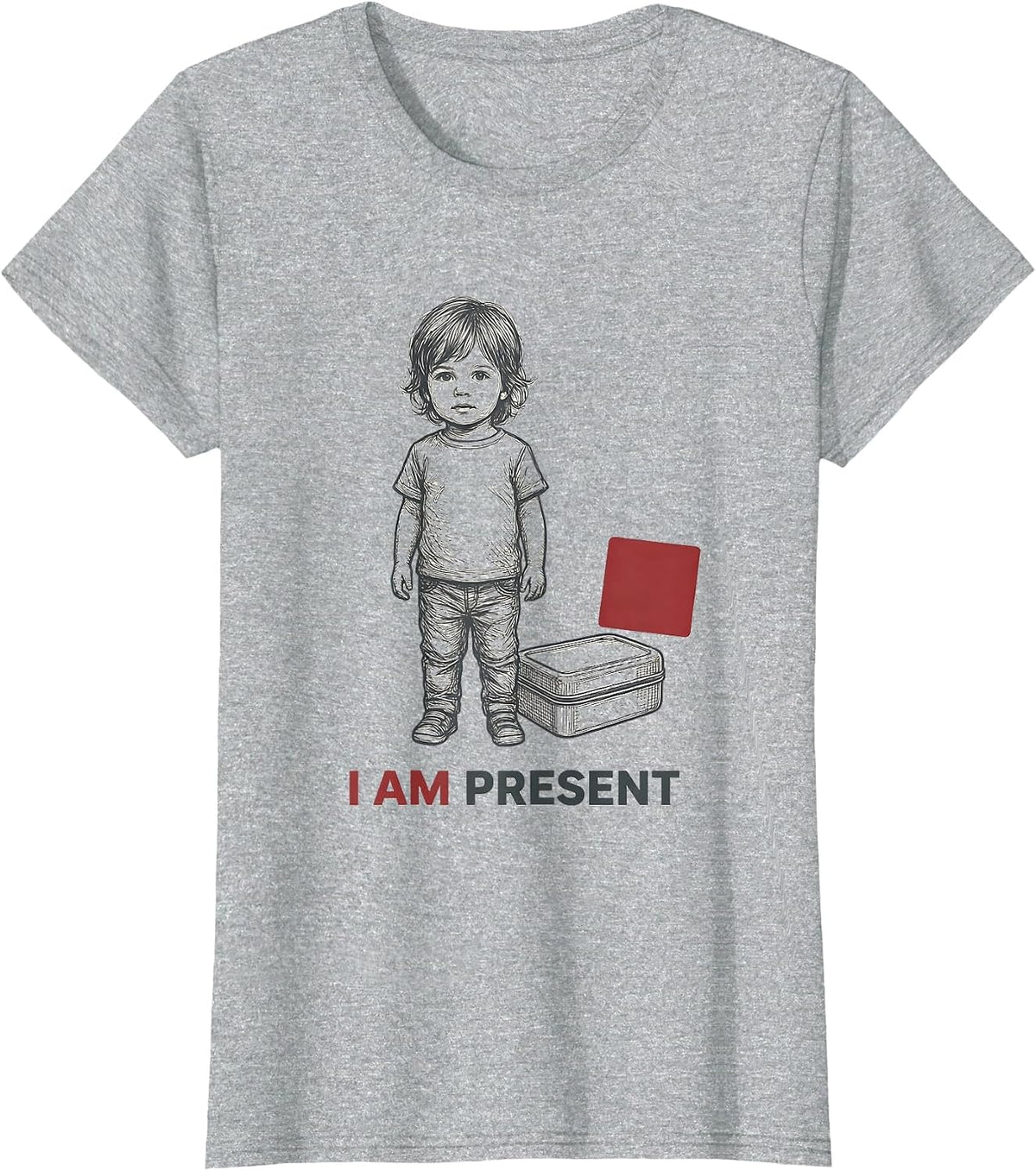 I Am Present Retro Groovy Positivity Special Education T-Shirt - Heather Grey
