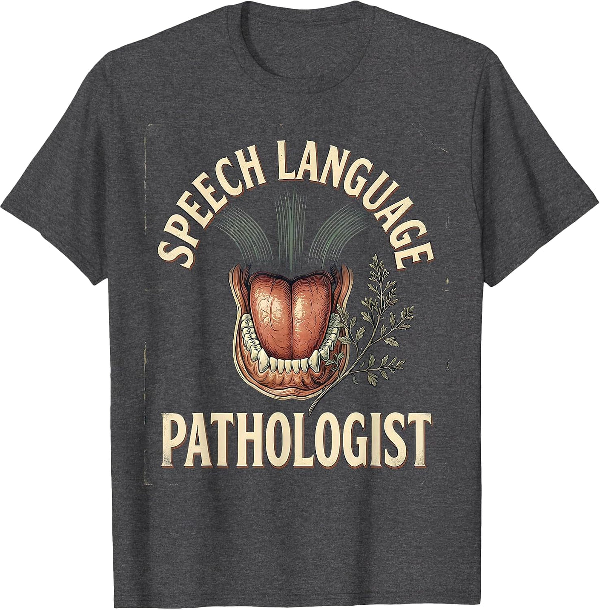 Men's Speech Language Pathologist Vintage Retro Floral SLP T-Shirt - Dark Heather Grey