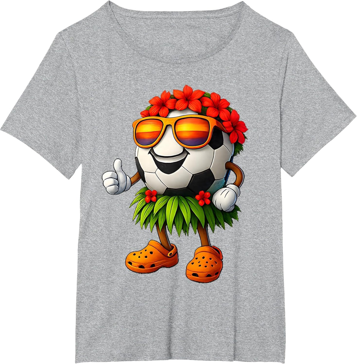 Funny Hawaiian Soccer Ball Tropical Hawaii Summer Vacation T-Shirt - Heather Grey