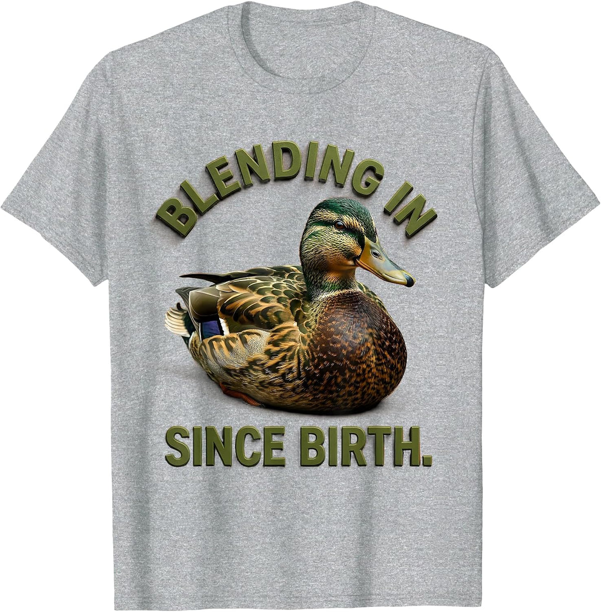 Men's Duck Camo Blending In Since Birth Design T-Shirt - Heather Grey