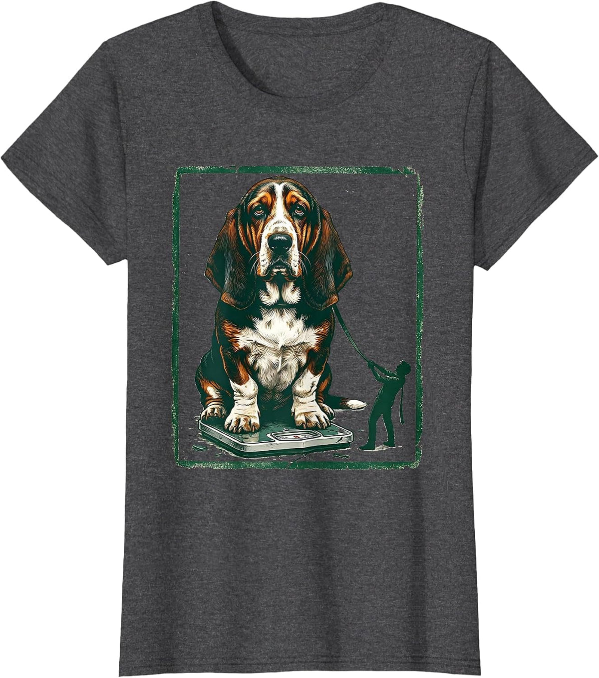Women's Basset Hound Rubber Stamp Funny Dog Lover Gift T-Shirt - Dark Heather Grey