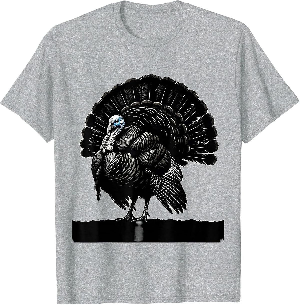 Men's Strutting Turkey Full Fan Tail Feathers Illustration T-Shirt - Heather Grey
