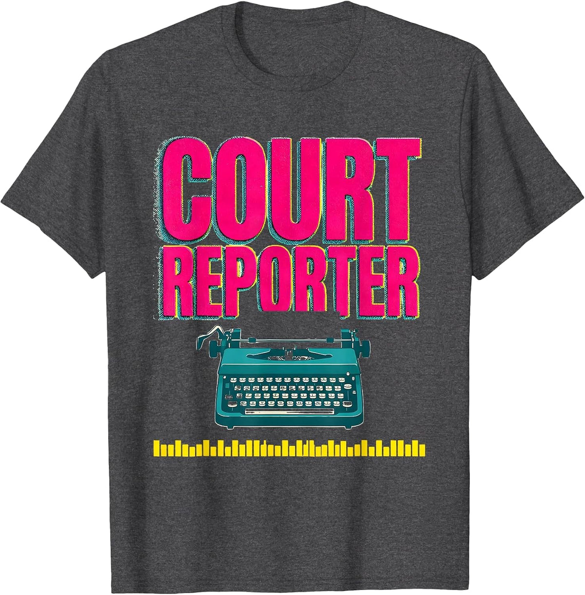 Court Reporter Risograph Halloween Occupation Costume T-Shirt - Dark Heather Grey