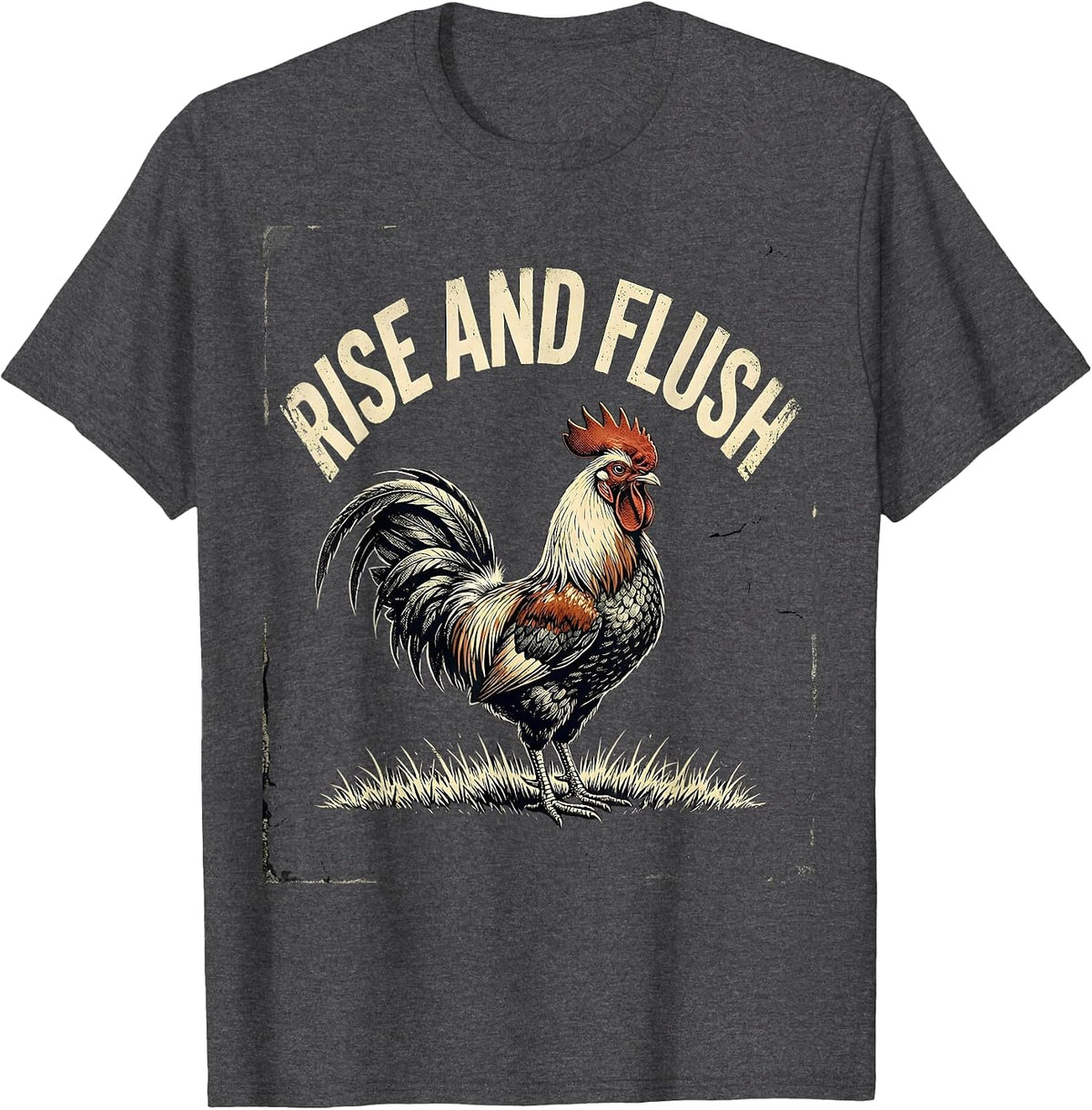 Rise and Flush Distressed Pheasant Hunting Upland Bird T-Shirt - Dark Heather Grey