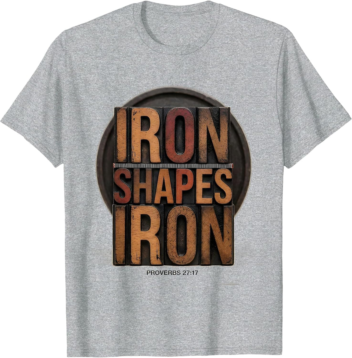 Men's Iron Shapes Iron Proverbs 27:17 Christian Men Gym Workout T-Shirt - Heather Grey