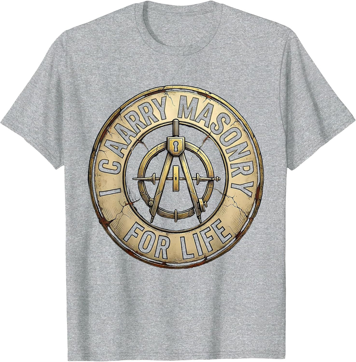 Men's I Carry Masonry For Life Distressed Freemason Square T-Shirt - Heather Grey
