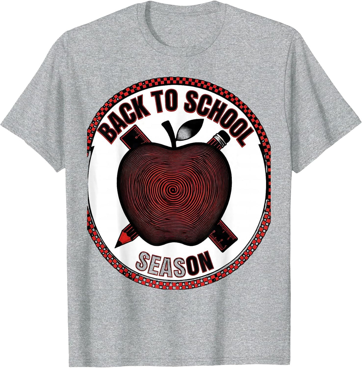 Men's Back to School Apple Classic Teacher Symbols T-Shirt - Heather Grey