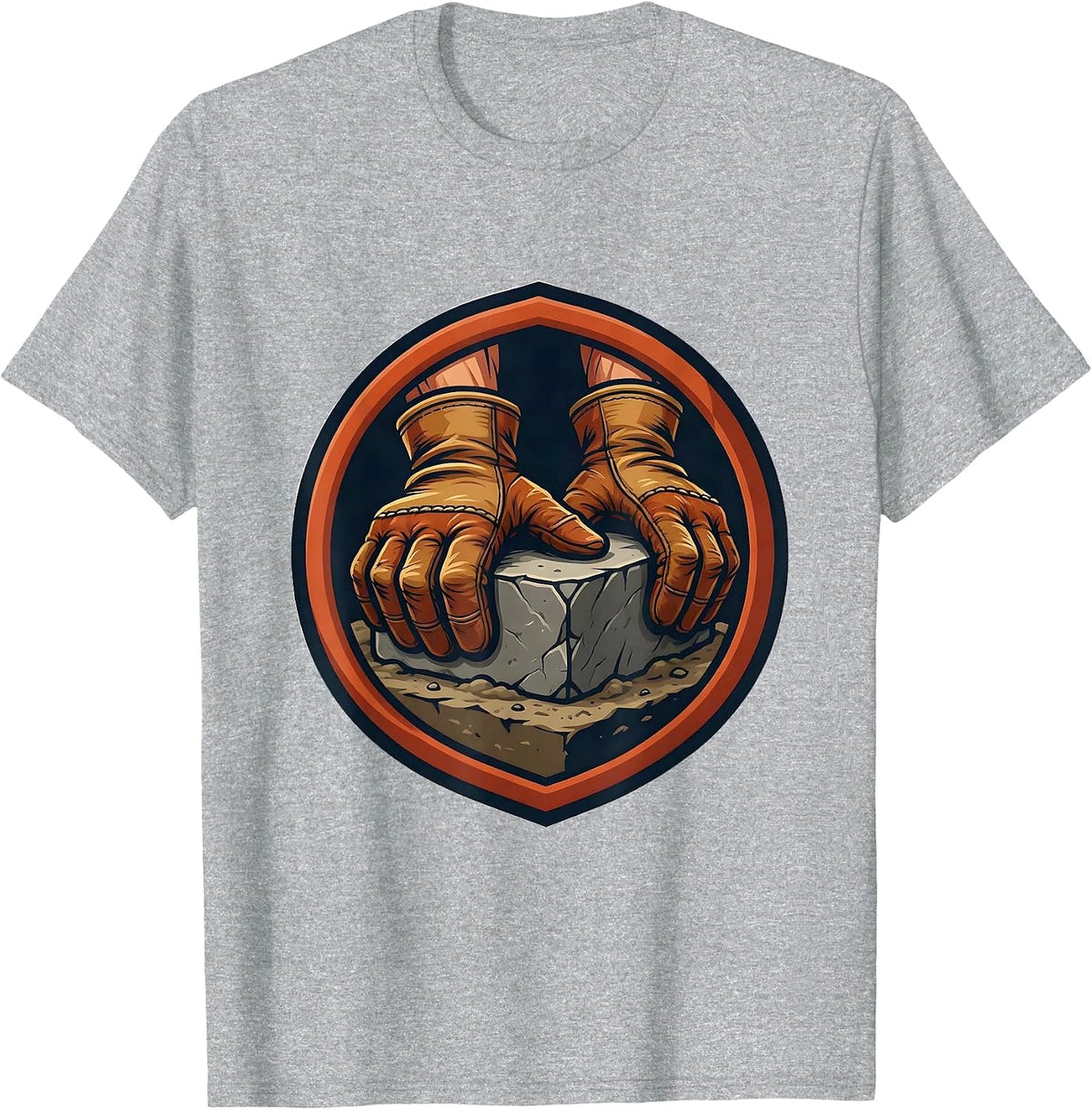 Mason 67 Gloved Hands Laying Stone Graphic T-Shirt, Men, Heather Grey, 3X-Large - As Pictured
