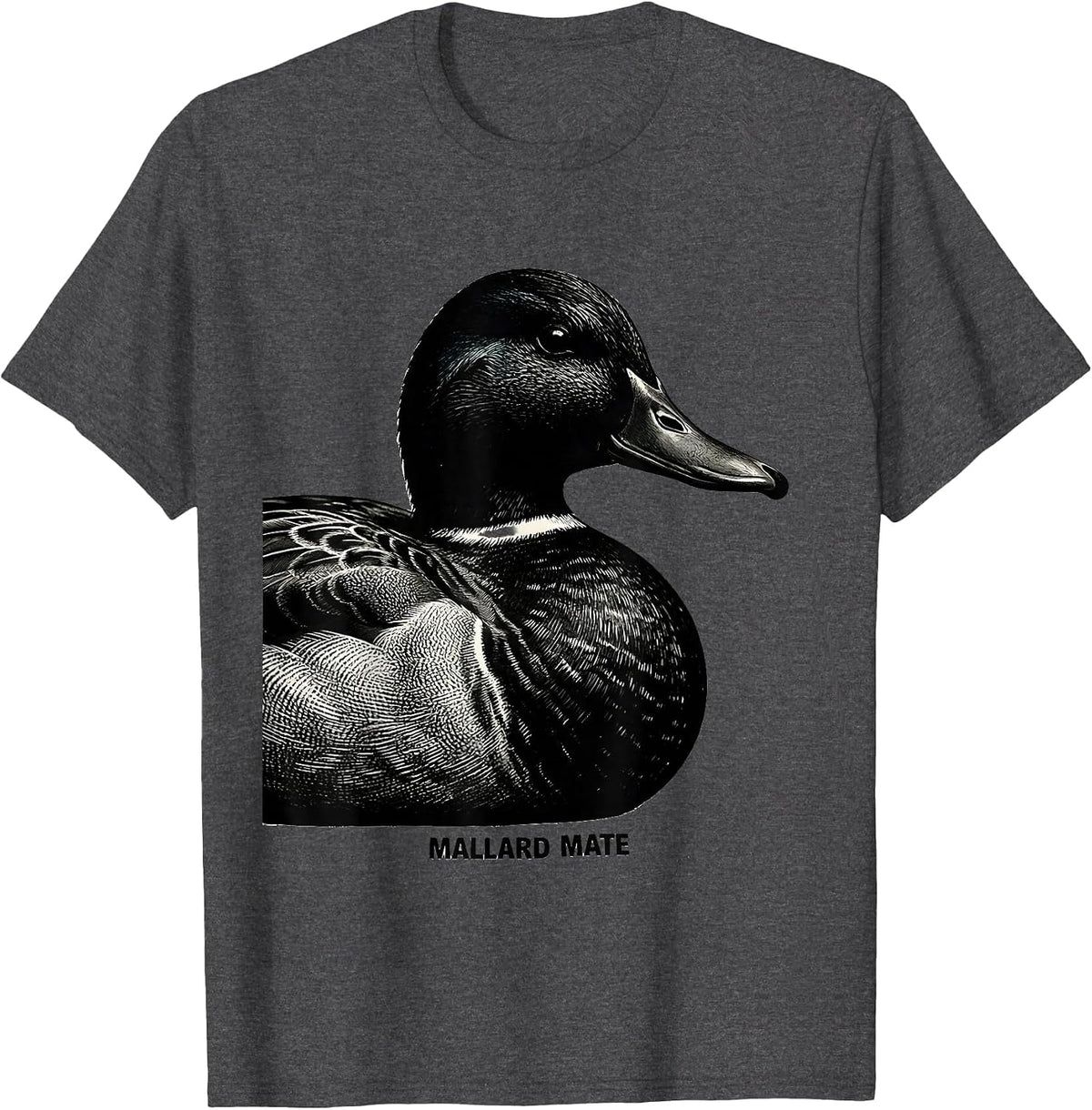 Men's Mallard Mate Scratchboard Duck Hunting Youth Camo Humor T-Shirt - Dark Heather Grey