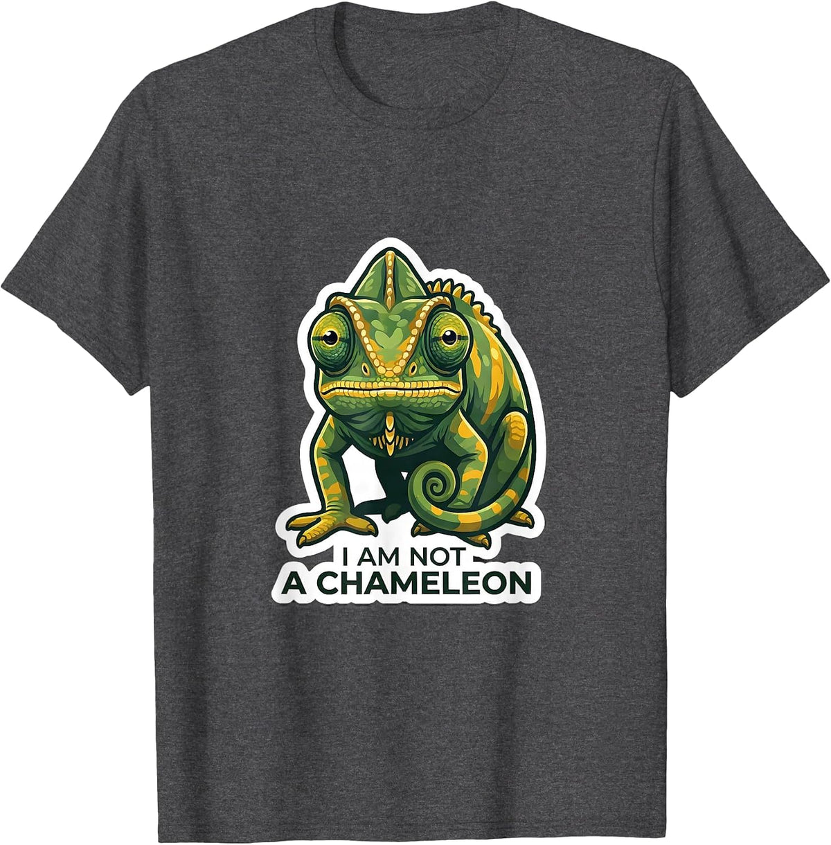 I Am Not A Chameleon Funny Reptile Lover Costume Pet Humor T-Shirt - Dark Heather Grey