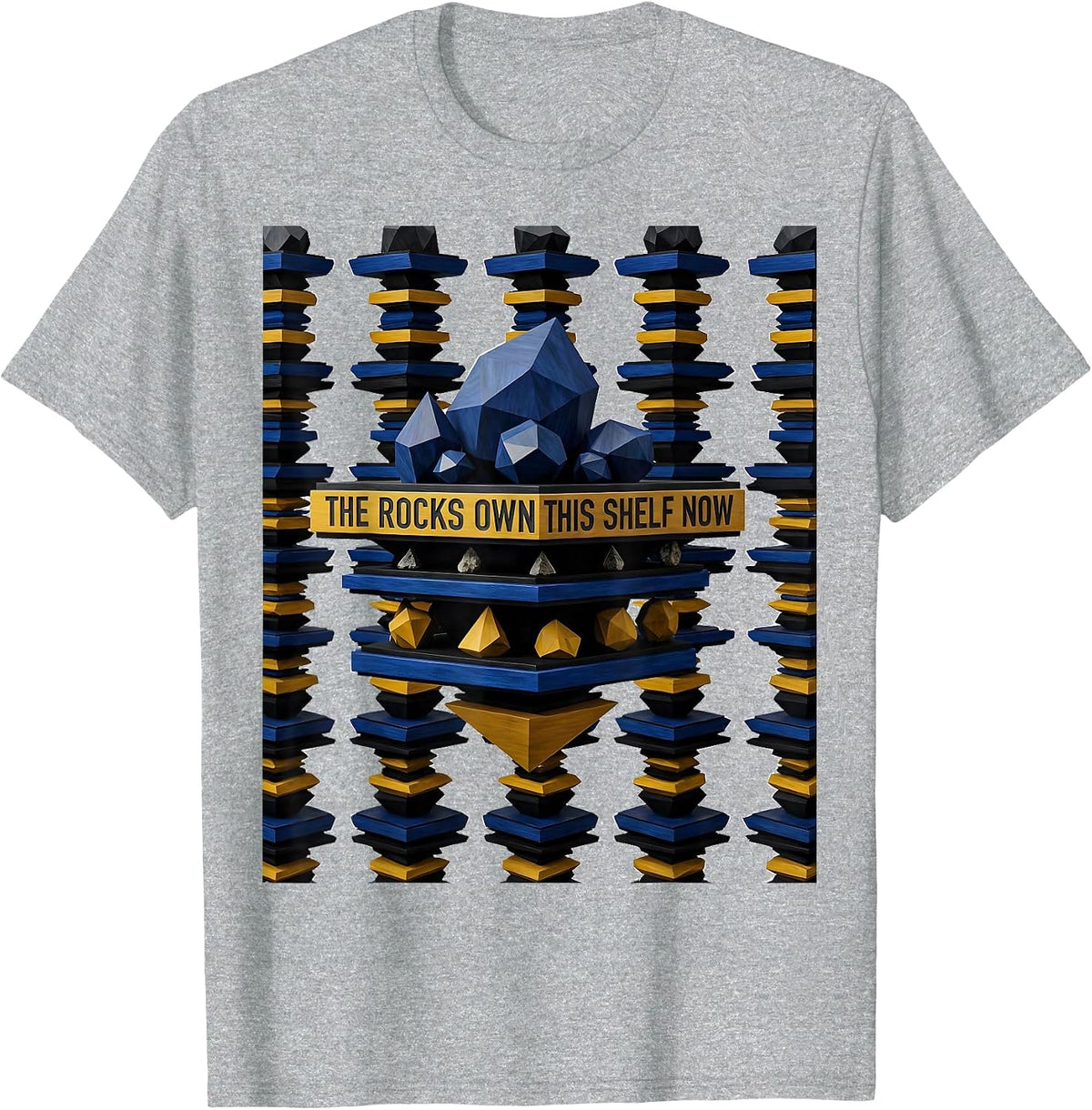 Men's The Rocks Own This Shelf Now Geometric Rock Collector Humor T-Shirt - Heather Grey
