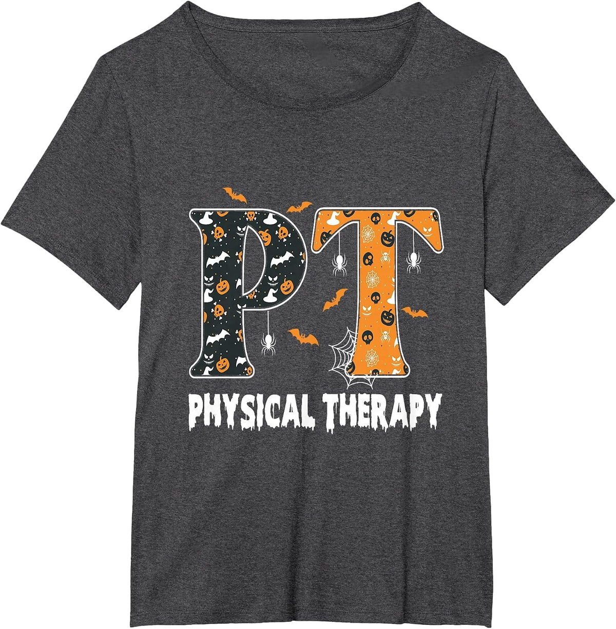Physical Therapy Therapist Halloween Spooky PT Halloween T-Shirt - Dark Heather Grey
