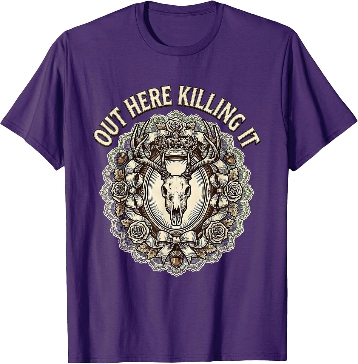 Out Here Killing It Hunting Graphic Design T-Shirt - Purple