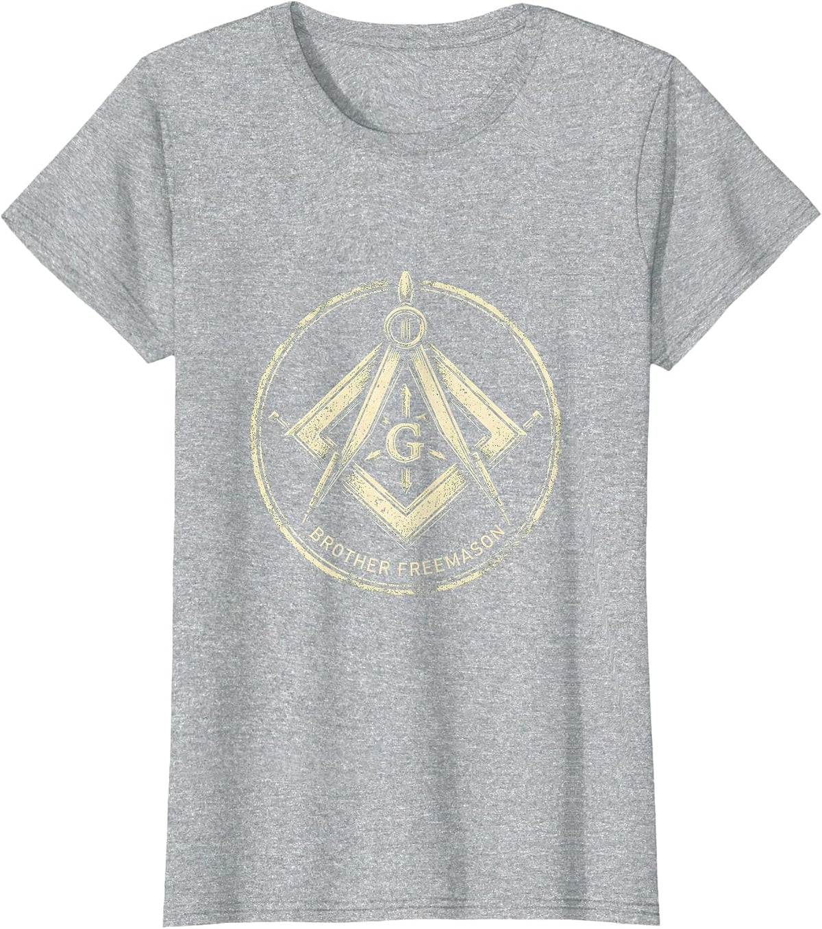 Women's Brother Freemason Rubber Stamp Square and Compass Masonic T-Shirt - Heather Grey