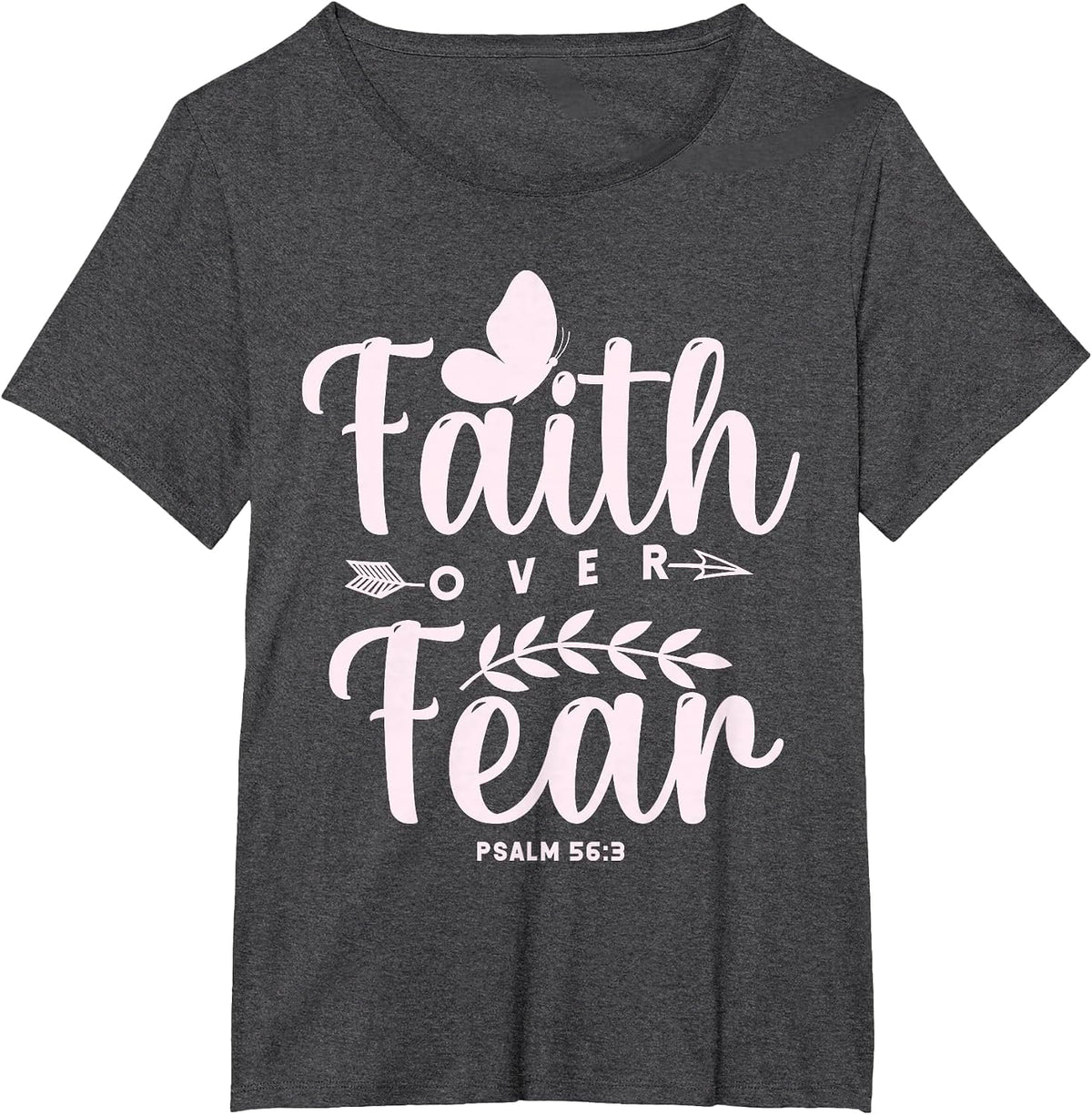 Christian Bible Verse Faith Over Fear T-Shirt - Dark Heather Grey
