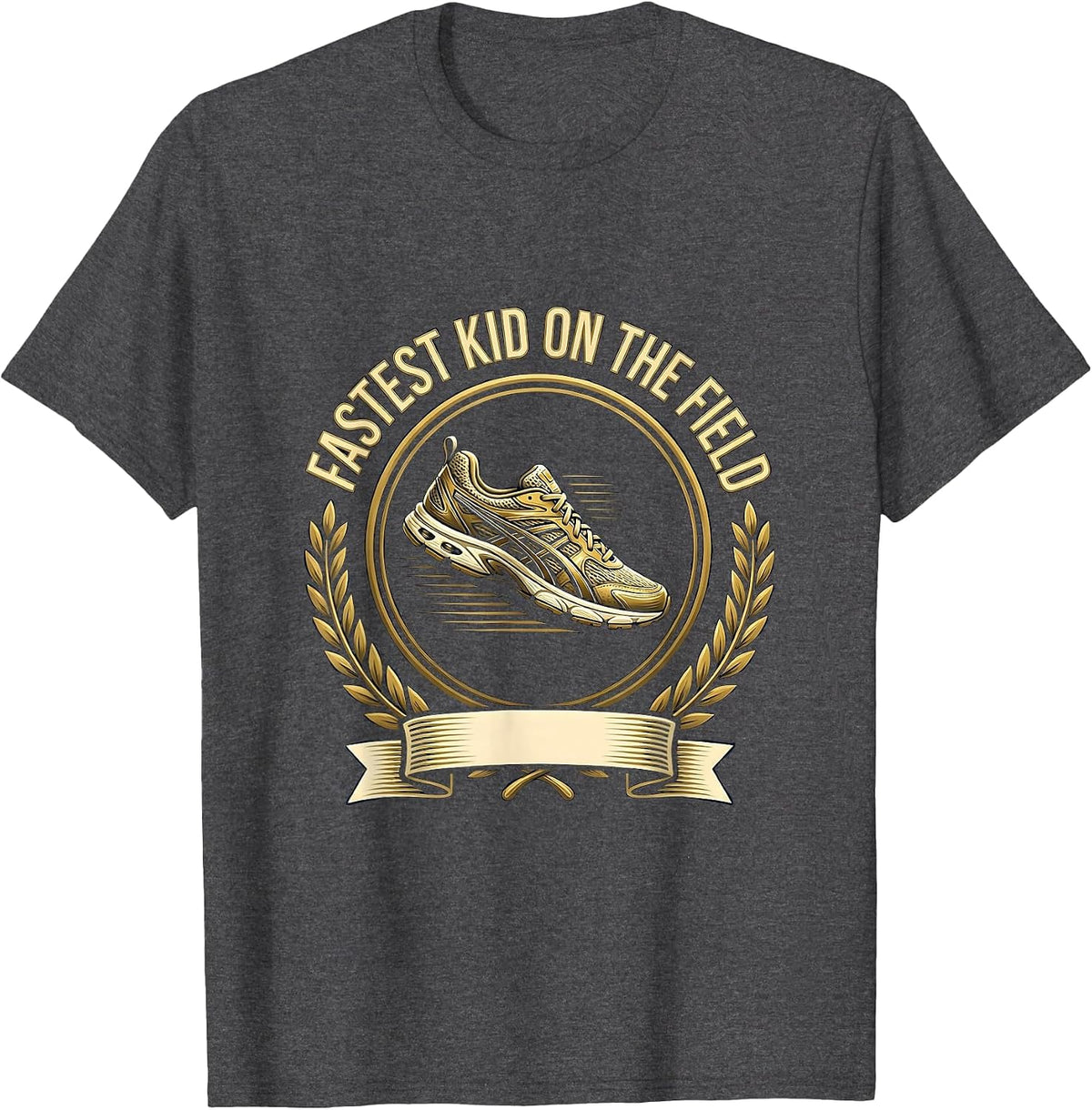 Fastest Kid on the Field Day Design T-Shirt - Dark Heather Grey